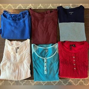 Lot of six women’s 3/4 & long sleeve shirts - size medium